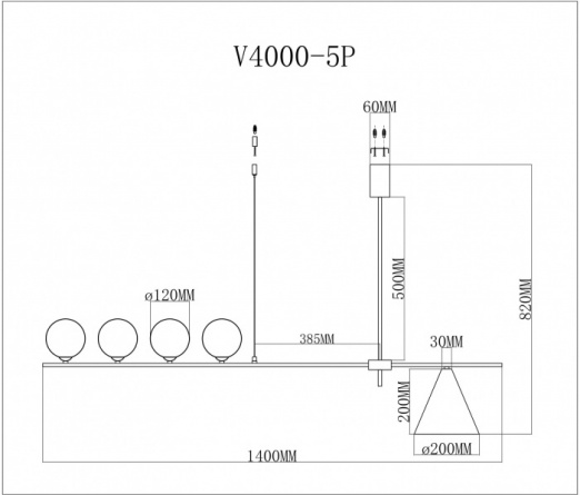 Подвесной светильник Holly V4000-5P фото 2
